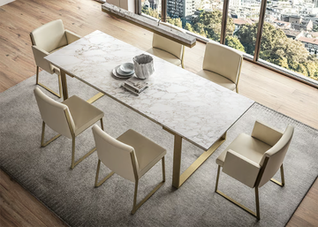 URBINO - Rectangular marble table with metal base by Casa Covre - view 3